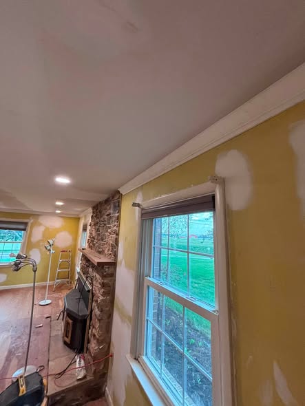 Stone fireplace
